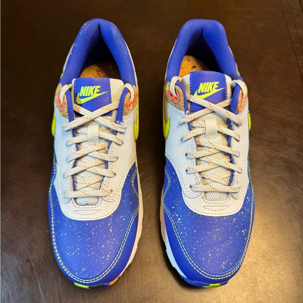 New Nike Air Max 1 Blue White Sneakers Shoes Size US 6Y - Picture 6 of 13